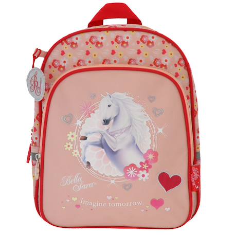 Sac à dos maternelle bella sara tissu imprimé floral et cœur 30 cm Blanc / rouge 2 - vertbaudet enfant 