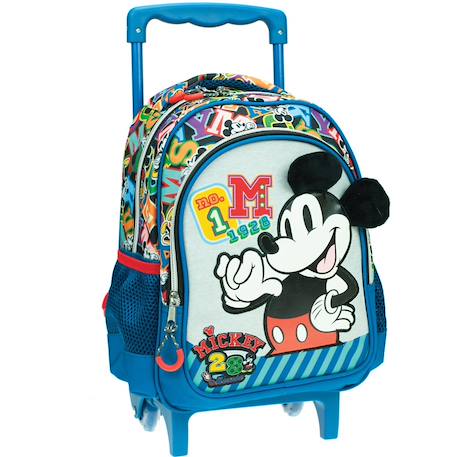 Sac à roulettes enfants garçon motif typographique et oreilles 3d mickey mouse Multicolore 1 - vertbaudet enfant 
