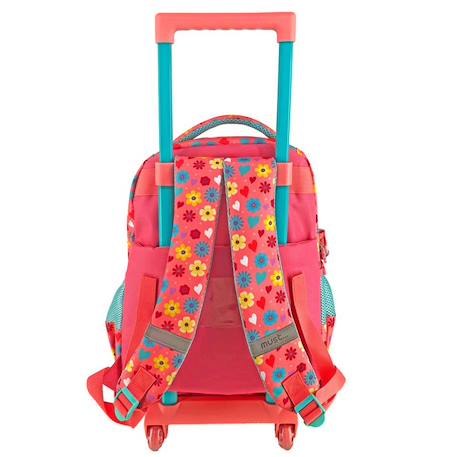 Sac à dos à roulettes girl flower must be happy 45 cm trolley Multicolore 2 - vertbaudet enfant 