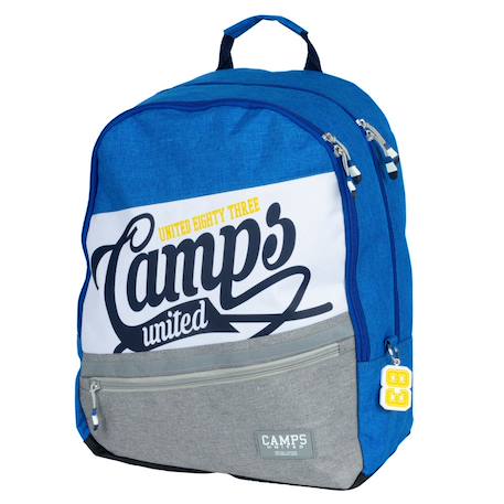 Sac à dos scolaire camps united 42 cm à 2 compartiments zippés Bleu+Bleu / blanc / gris 3 - vertbaudet enfant 