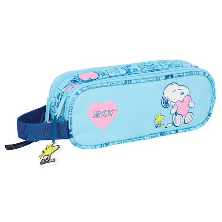 Garçon-Accessoires-Cartable, trousse-Trousse snoopy double rectangulaire à zip - 2 compartiments