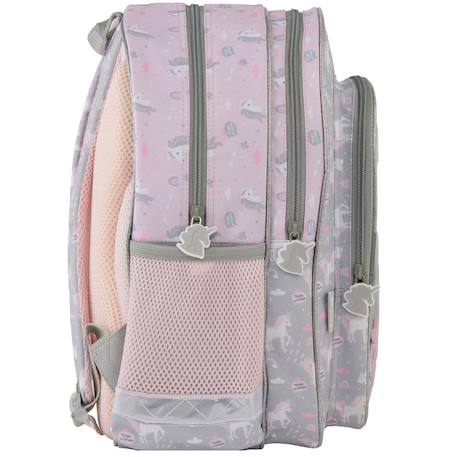 Sac à dos scolaire fille pailleté paso avec poche transparente confettis Blanc / rose / clair / bleu 3 - vertbaudet enfant 