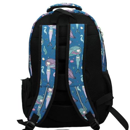 Sac à dos scolaire ovale sea mermaid 48 x 30 x 28 cm - back me up Noir / bleu / marine / bleu 2 - vertbaudet enfant 