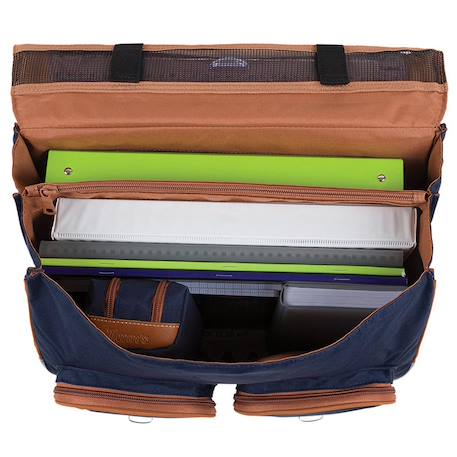 Cartable mae 41 cm 2 compartiments bandes réfléchissantes polyester recyclé Rouge 4 - vertbaudet enfant 