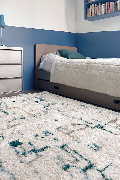 Tapis design avec franges volubilis Bleu naturel 4 - vertbaudet enfant 