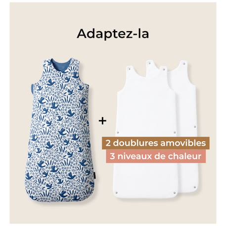 Gigoteuse réversible 4 saisons terra-coeurs (6-18 mois) Bleu+Marron+Terracotta 4 - vertbaudet enfant 