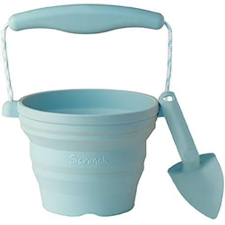 Seau pliable en silicone avec truelle – jouet de jardin et de plage souple et coloré bleu pastel+Light dusty purple+Midnight blue+Sage green+Vert menthe 1 - vertbaudet enfant 