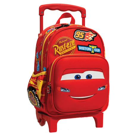 Sac à dos à roulettes cars enfant 30 cm façade effet coque dure Rouge 1 - vertbaudet enfant 