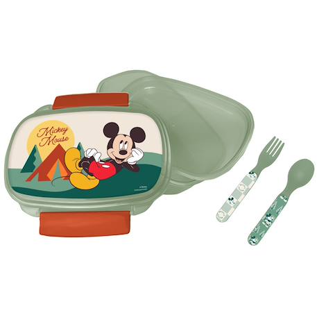 Boîte repas mickey mouse en pvc avec cuillère et fourchette 17 x 12 x 7 cm Transparent 1 - vertbaudet enfant 