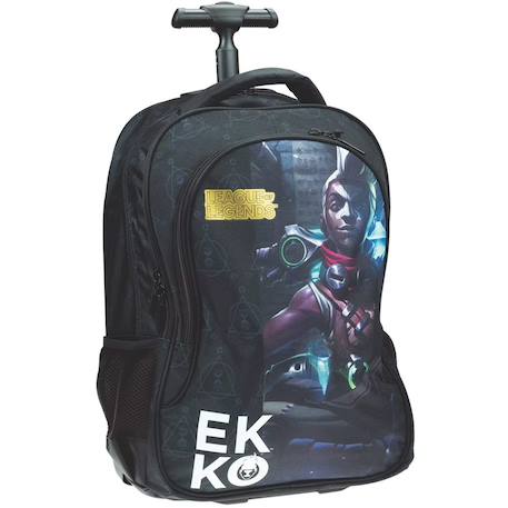 Sac à dos à roulettes garçon ekko league of legends 48 cm - trolley scolaire Noir / doré / bleu 1 - vertbaudet enfant 