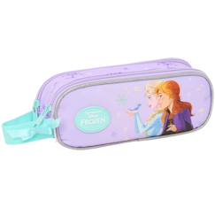 -Trousse fille double compartiment la reine des neiges imprimé disney frozen 21 cm
