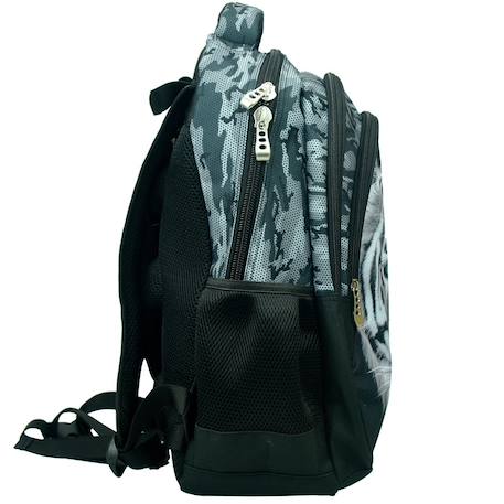 Sac à dos enfant imprimé tigre en tissu résistant Noir / gris / blanc 2 - vertbaudet enfant 