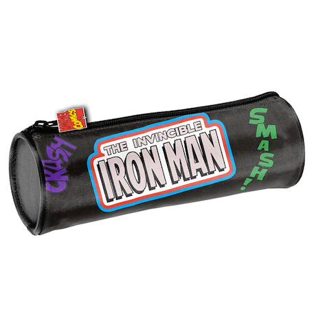 Trousse ronde tissu synthétique avengers motif iron man Noir / noir / noir 2 - vertbaudet enfant 