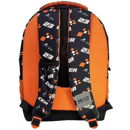 Sac à dos scolaire 2 compartiments voiture de course street racer 43 cm Noir / orange / blanc 2 - vertbaudet enfant 