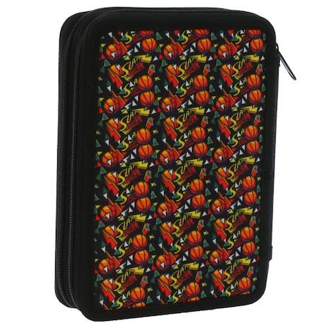 Trousse double zippée rembourrée imprimé basketball must slam dunk Noir / orange 2 - vertbaudet enfant 