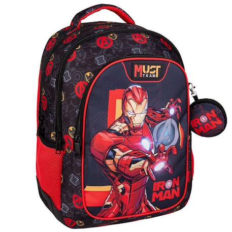 Sac à dos enfant iron man 43 cm – 2 compartiments zippés Noir / rouge 1 - vertbaudet enfant 