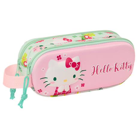 Trousse double zip motif 3d floral hello kitty Blanc / rose / clair 1 - vertbaudet enfant 