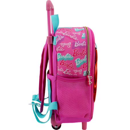 Sac à dos à roulettes fille - effet brillant 3d - barbie licence officielle Multicolore 4 - vertbaudet enfant 