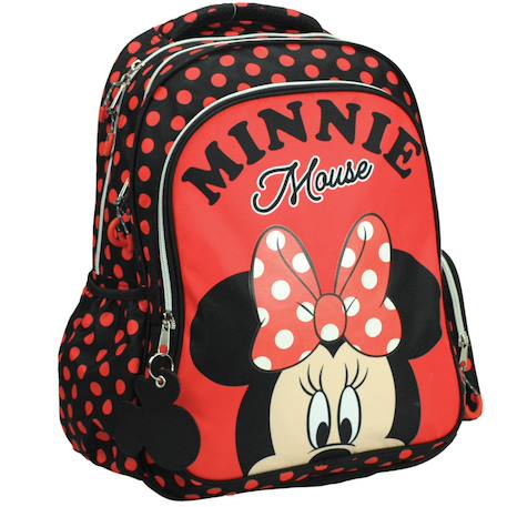 Sac à dos scolaire fille polyester motif pois minnie Rouge / bleu / jaune 1 - vertbaudet enfant 