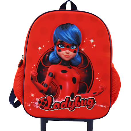 Sac à dos à roulettes 3d miraculous ladybug - trolley pratique Rouge 3 - vertbaudet enfant 