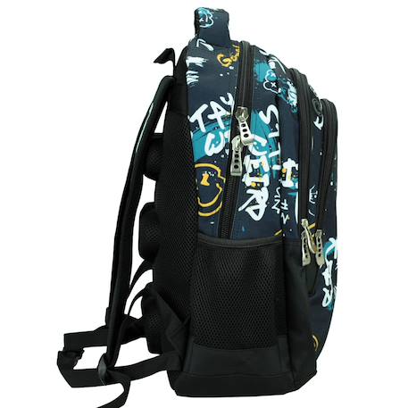 Sac à dos scolaire emoji graffiti no fear 43 cm Bleu / blanc 2 - vertbaudet enfant 