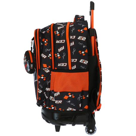 Sac à dos trolley garçon roulettes street racer poignée télescopique Noir / orange / clair 2 - vertbaudet enfant 