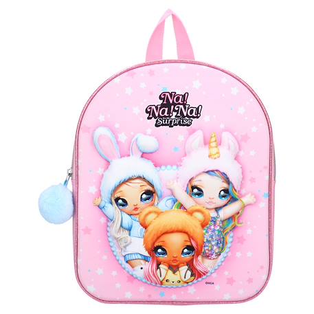 Sac à dos enfant na! Na! Na! Surprise 31 cm avec pompon Blanc / rose / foncé / blanc 2 - vertbaudet enfant 