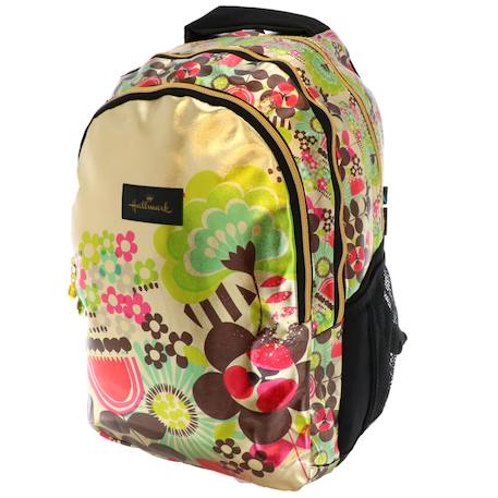 Fille-Sac à dos scolaire fille en tissu métallisé motif floral hallmark