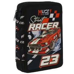 Jouet-Trousse garçon double compartiment rembourrée imprimé street racer must
