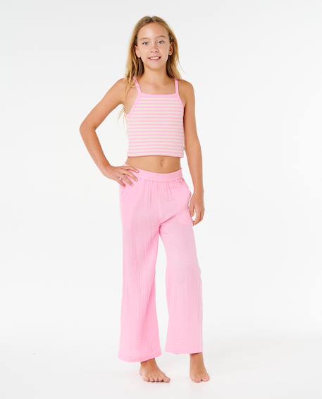 Pantalon fille premium surf beach Blue+Bright pink 10 - vertbaudet enfant 