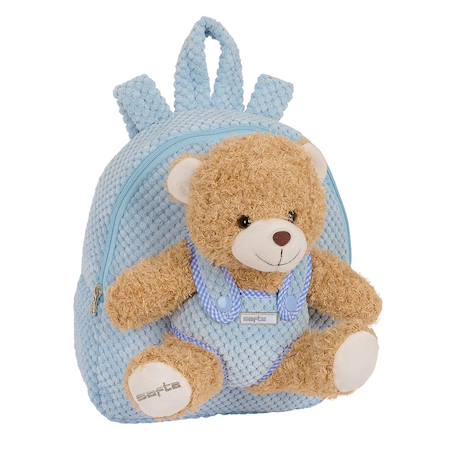 Sac à dos maternelle peluche avec ourson amovible Bleu 1 - vertbaudet enfant 