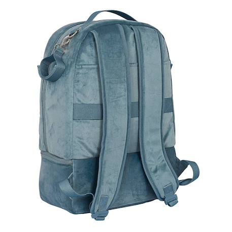 Sac à dos à langer velours feuilles 43 cm Bleu / ecru 2 - vertbaudet enfant 