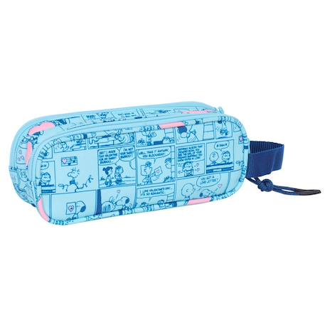 Trousse snoopy double rectangulaire à zip - 2 compartiments Bleu clair 3 - vertbaudet enfant 