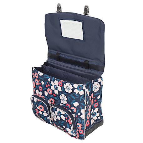 Cartable 41 cm floriane imprimé fleurs – 2 compartiments Gris / gris / clair / blanc+Multicolore 2 - vertbaudet enfant 