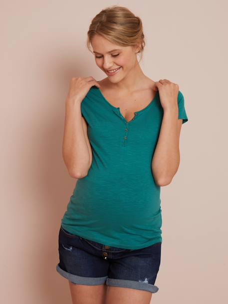 T-shirt tunisien de grossesse blush foncé+noir+vert lichen 14 - vertbaudet enfant 
