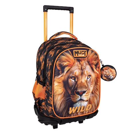 Sac à dos à roulettes must lion wild 45 cm trolley Multicolore 1 - vertbaudet enfant 