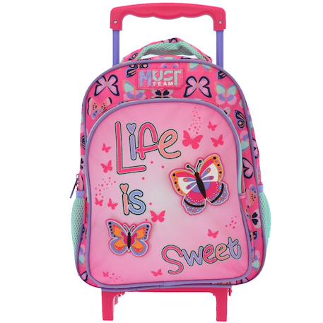 Sac à dos à roulettes must papillons life is sweet 31 cm trolley - maternelle Multicolore 2 - vertbaudet enfant 