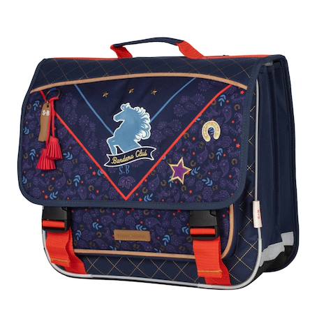 Cartable fille toile imperméable motif cheval stalla bianca 38 cm Bleu / rouge 2 - vertbaudet enfant 