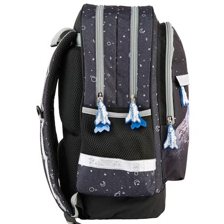 Sac à dos enfant polyester motif spatial nasa Noir / gris / blanc 3 - vertbaudet enfant 