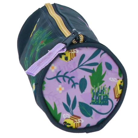 Trousse fille ronde textile minecraft motif creeper floral Blanc / violet / gris 2 - vertbaudet enfant 