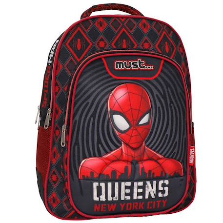 Sac à dos scolaire garçon 2 compartiments spiderman new york city 43 cm Noir / rouge / blanc 1 - vertbaudet enfant 