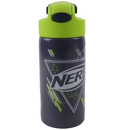 Gourde inox nerf 500 ml – fermeture à clapet, bec intégré Bleu / noir / noir 1 - vertbaudet enfant 