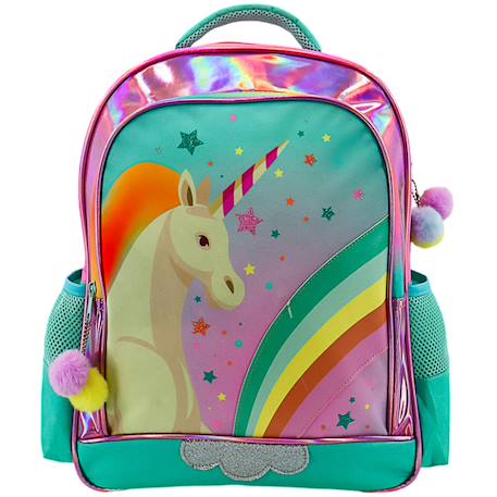 Sac à dos scolaire fille licorne arc-en-ciel et pompons 41 cm Rose/multicolore 2 - vertbaudet enfant 