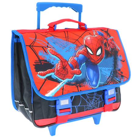 Cartable à roulettes garçon spiderman avec rabat pvc imprimé brillant Bleu / rouge / noir 3 - vertbaudet enfant 