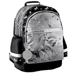 Sac à dos scolaire chevaux photo et avec 2 compartiments 41 cm  - vertbaudet enfant
