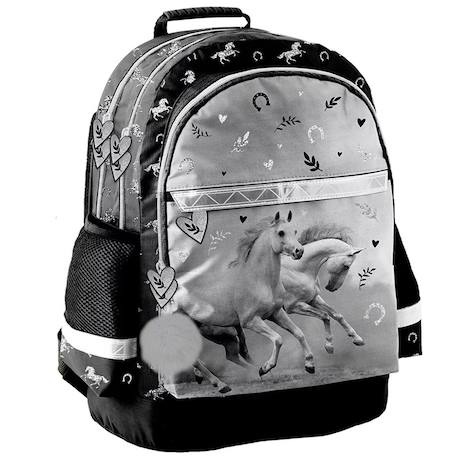 Fille-Accessoires-Cartable, trousse-Sac à dos scolaire fille chevaux photo et avec 2 compartiments 41 cm