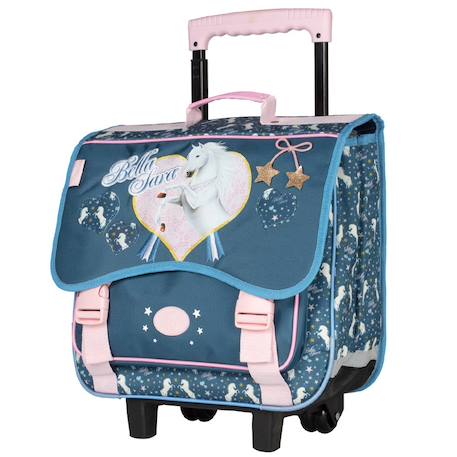 Cartable trolley bella sara imprimé cheval 38 cm Bleu / rose 1 - vertbaudet enfant 
