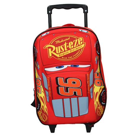 Trolley garçon 3d cars lightning mcqueen en polyester sac à dos roulettes Rouge 4 - vertbaudet enfant 