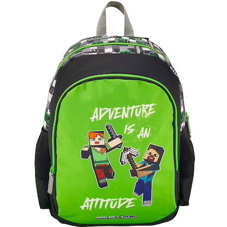 Sac à dos garçon minecraft motif pixelisé polyester premium Noir / vert / bleu 3 - vertbaudet enfant 
