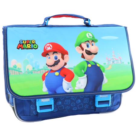 Cartable scolaire garçon super mario en tissu synthétique imprimé Bleu 1 - vertbaudet enfant 